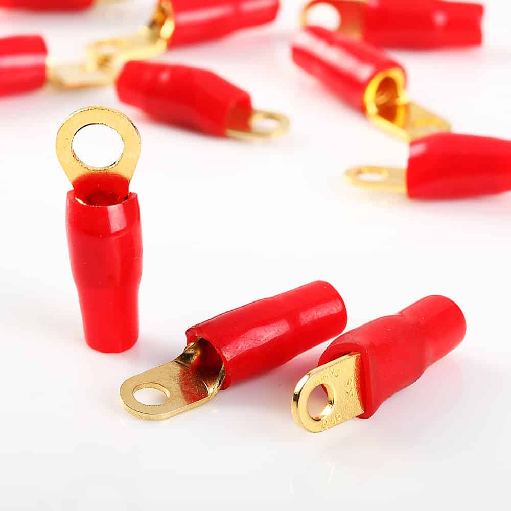 Wire Ring Terminal Gold 8 AWG Gauge 8 Connectors Red Insulation 10Pcs RG88R Microalarm