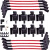 MAS Set of 8 Square Ignition Coils Pack+8Pcs 8mm Spark Plug Wires Turn Up Kit Compatible with Chevrolet Silverado GMC Sierra 1500 2500 3500 Cadillac Escalade Hummer H2 Replacement for UF271 D581 1255